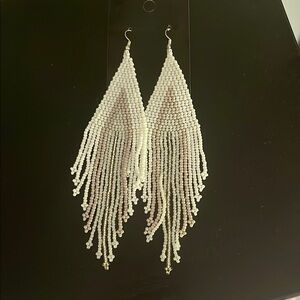 Elegant White Beaded Earrings